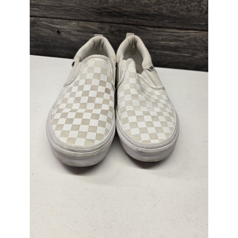 Vans Shoes Youth 5 Boys Off The Wall Check Slip On Sneakers 500714 White Fabric - Picture 2 of 7